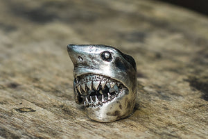 Shark Sterling Silver Animal Ring Unique Jewelry - vikingworkshop