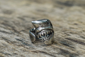 Shark Sterling Silver Animal Ring Unique Jewelry - vikingworkshop