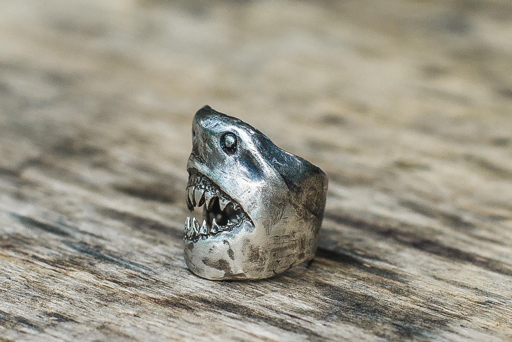 Shark Sterling Silver Animal Ring Unique Jewelry - vikingworkshop