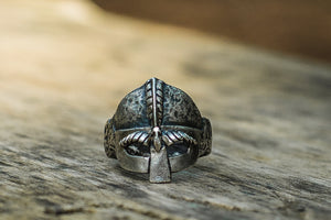 Viking Helmet Sterling Silver Unique Ring Viking Jewelry - vikingworkshop