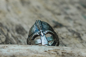 Viking Helmet Sterling Silver Unique Ring Viking Jewelry - vikingworkshop