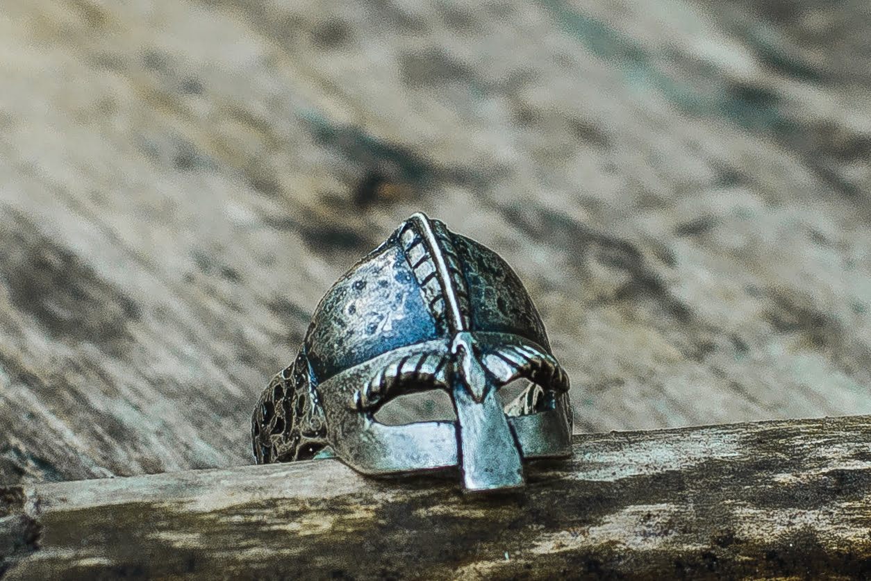 Viking Helmet Sterling Silver Unique Ring Viking Jewelry - vikingworkshop