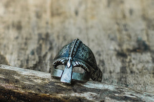 Viking Helmet Sterling Silver Unique Ring Viking Jewelry - vikingworkshop