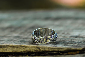 Jormungandr Ring Sterling Silver Handcrafted Norse Jewelry - vikingworkshop