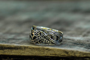 Jormungandr Ring Sterling Silver Handcrafted Norse Jewelry - vikingworkshop