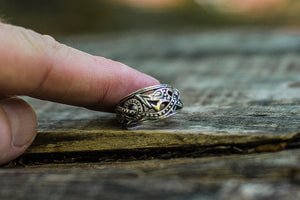 Jormungandr Ring Sterling Silver Handcrafted Norse Jewelry - vikingworkshop