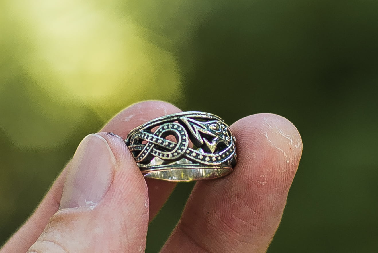 Jormungandr Ring Sterling Silver Handcrafted Norse Jewelry - vikingworkshop