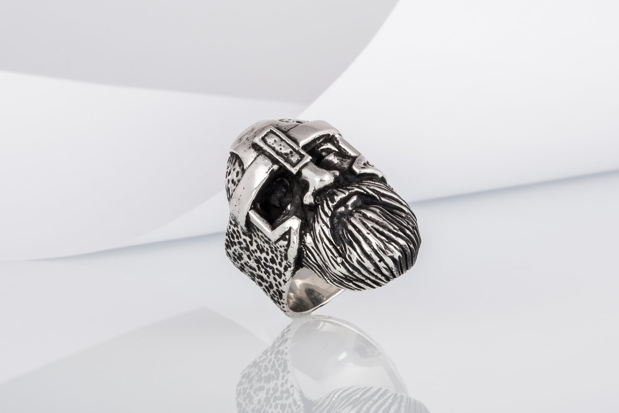 Odin Allfather Sterling Silver Unique Viking Ring Norse Jewelry - vikingworkshop