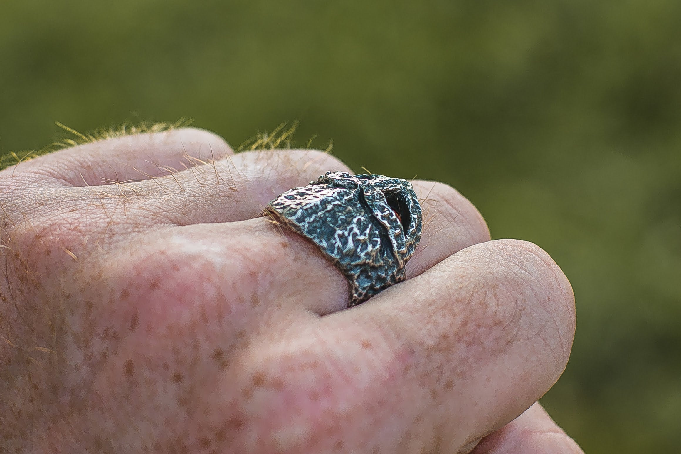 Ruined Helmet Sterling Silver Unique Ring Viking Jewelry - vikingworkshop