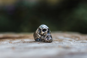 Bearded Skull Sterling Silver Unique Ring Biker Jewelry - vikingworkshop