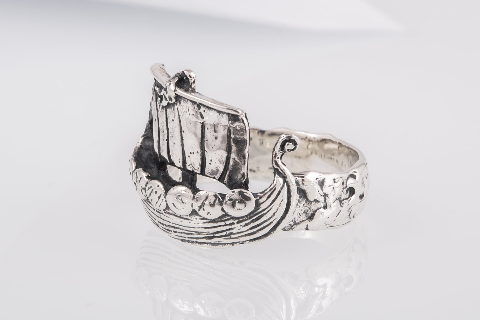 Drakkar Ring Sterling Silver Handcrafted Norse Jewelry - vikingworkshop