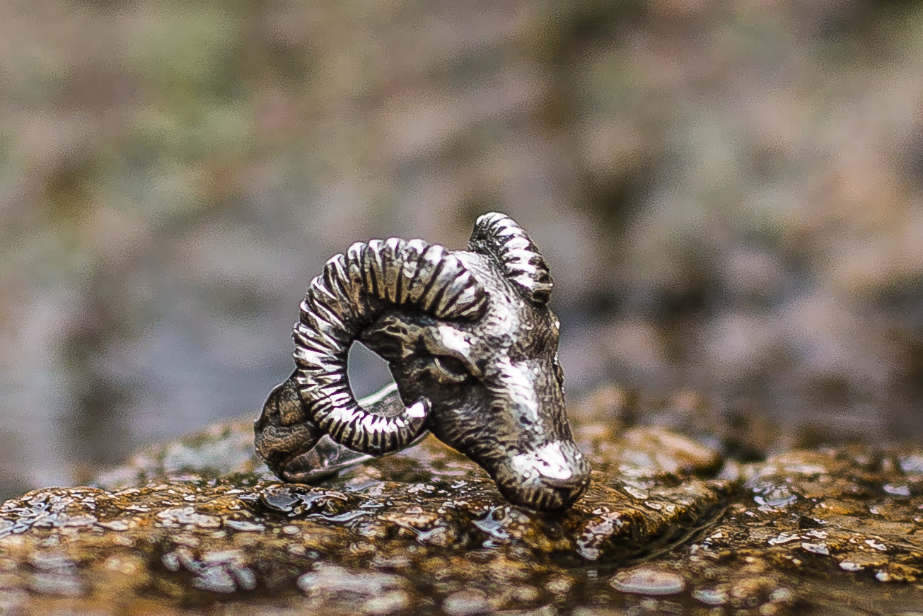 Ram Ring Sterling Silver Unique Animal Jewelry
