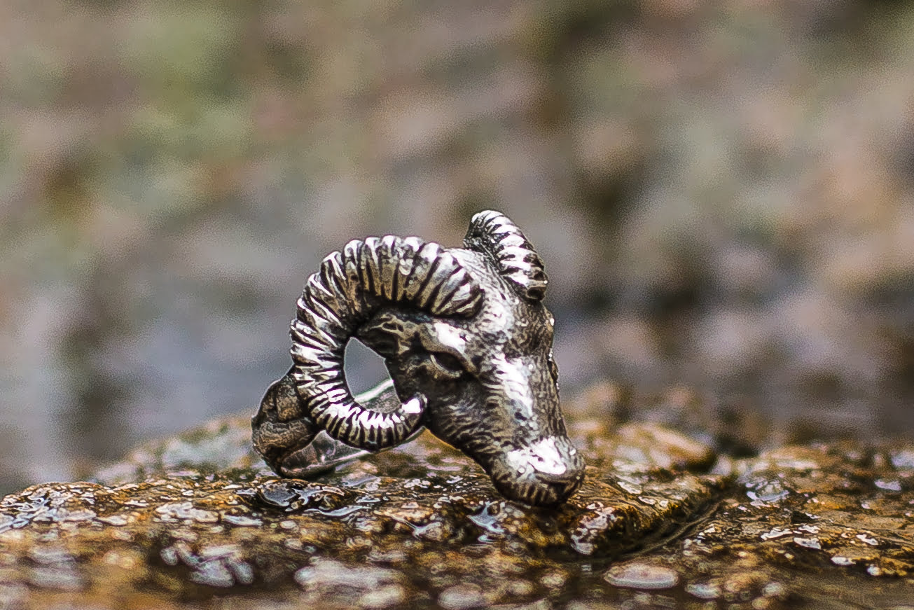 Ram Ring Sterling Silver Unique Animal Jewelry - vikingworkshop