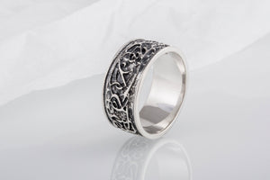 Wolf Ornament Ring Handmade Sterling Silver Viking Ring - vikingworkshop