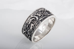 Wolf Ornament Ring Handmade Sterling Silver Viking Ring - vikingworkshop