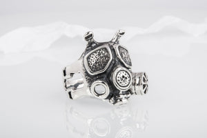 Gas Mask Ring Handmade Sterling Silver Unique Jewelry - vikingworkshop