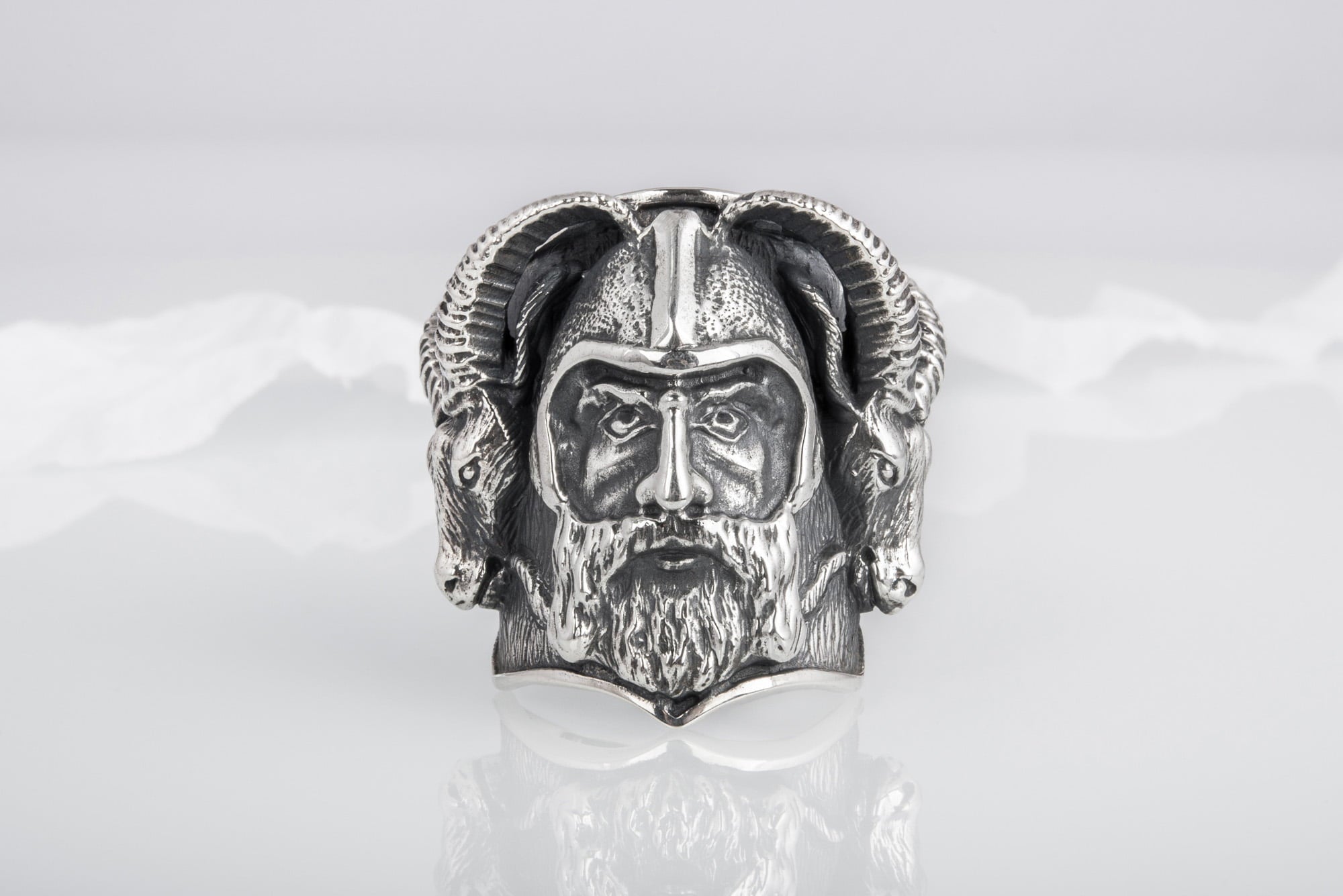 Thor with Goats Unique Massive Sterling Silver Viking Ring - vikingworkshop