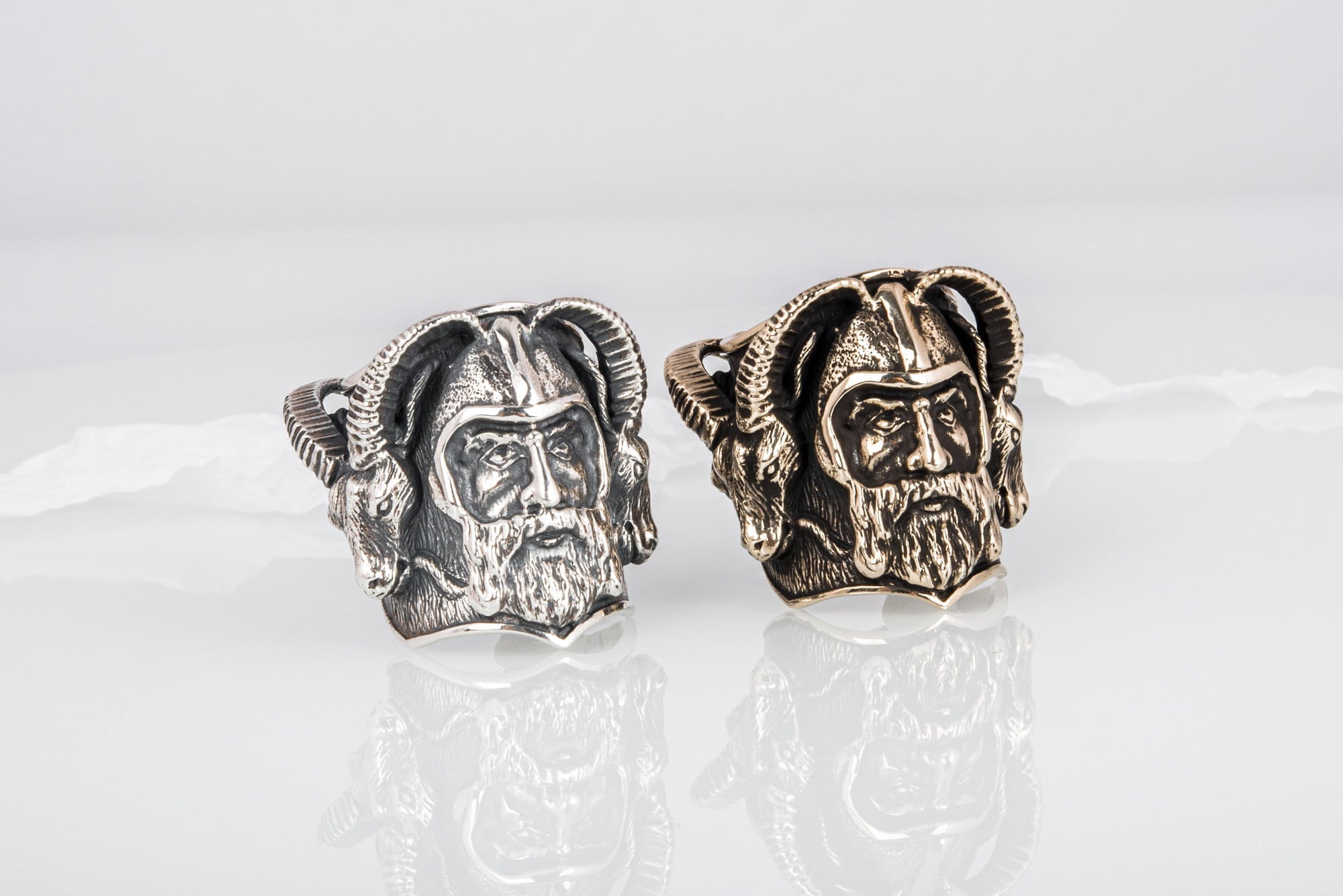 Thor with Goats Unique Massive Sterling Silver Viking Ring - vikingworkshop