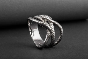 Snake Ring Unique Animal Sterling Silver Ruthenium Plated Ring Handcrafted Unique Jewelry - vikingworkshop