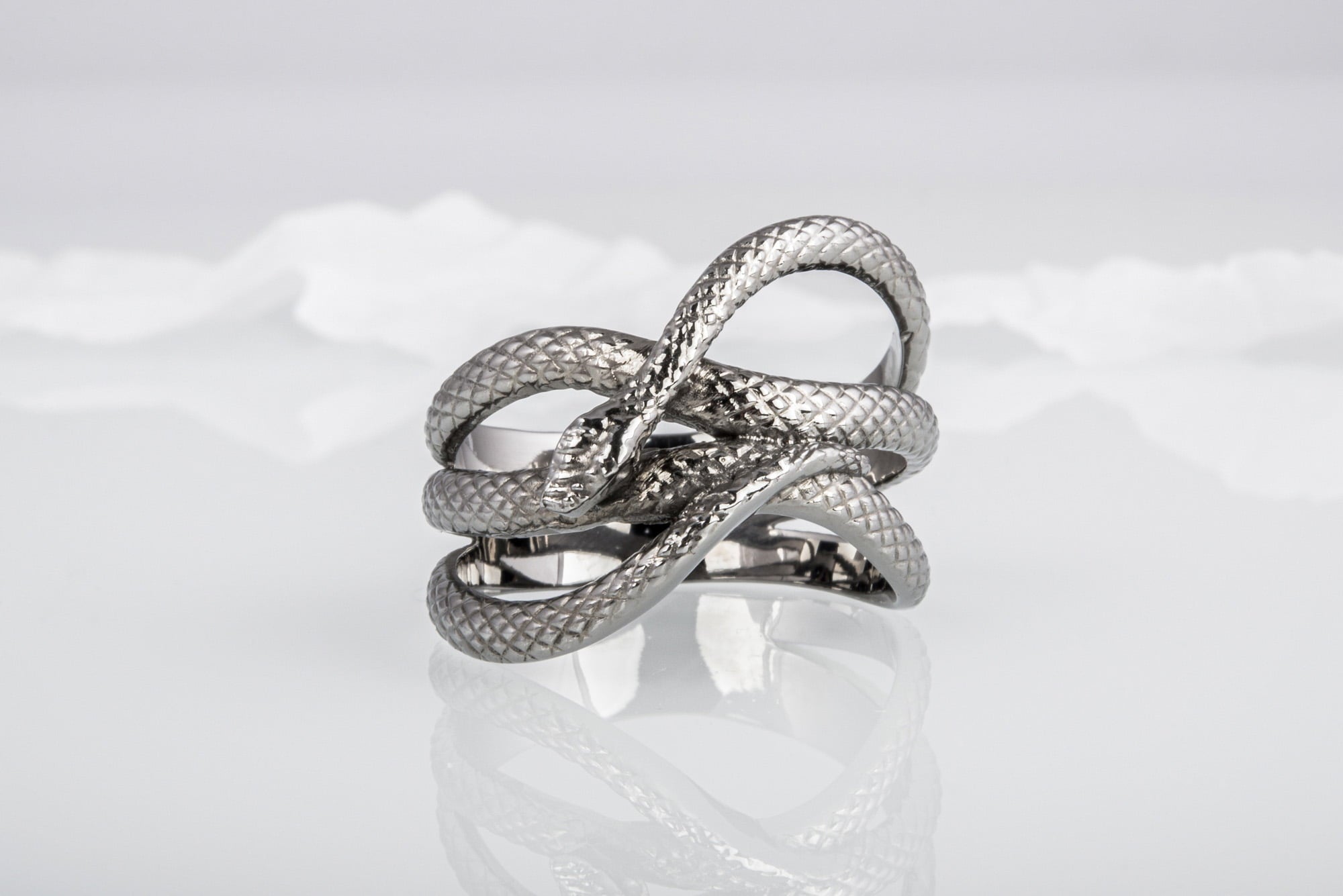 Snake Ring Unique Animal Sterling Silver Ruthenium Plated Ring Handcrafted Unique Jewelry - vikingworkshop