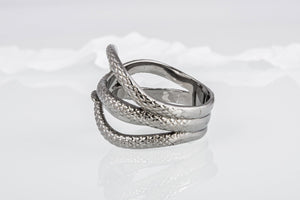 Snake Ring Unique Animal Sterling Silver Ruthenium Plated Ring Handcrafted Unique Jewelry - vikingworkshop