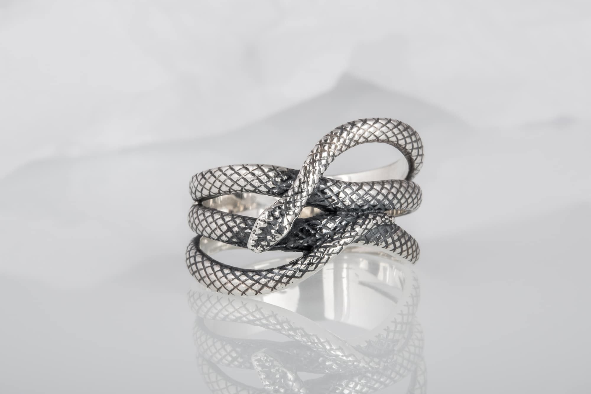 Snake Ring Unique Animal Sterling Silver Ring Handcrafted Unique Jewelry - vikingworkshop