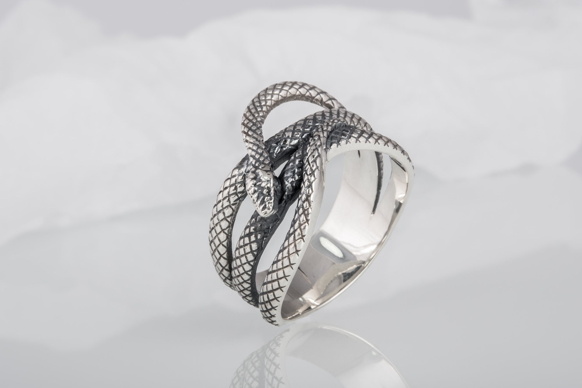 Snake Ring Unique Animal Sterling Silver Ring Handcrafted Unique Jewelry - vikingworkshop