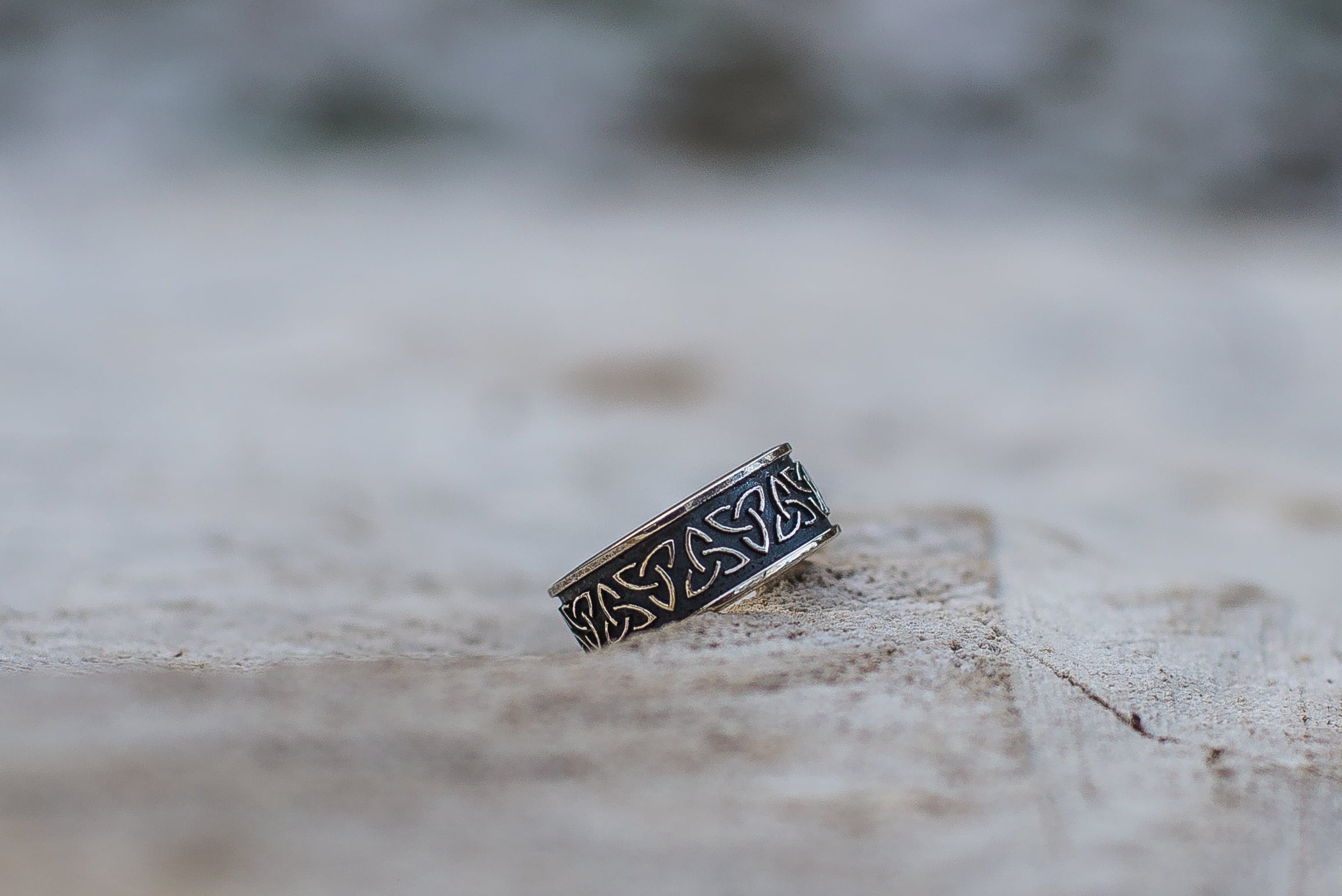 Triquetra Symbol Sterling Silver Celtic Ring - vikingworkshop