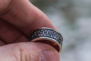 Triquetra Symbol Sterling Silver Celtic Ring - vikingworkshop