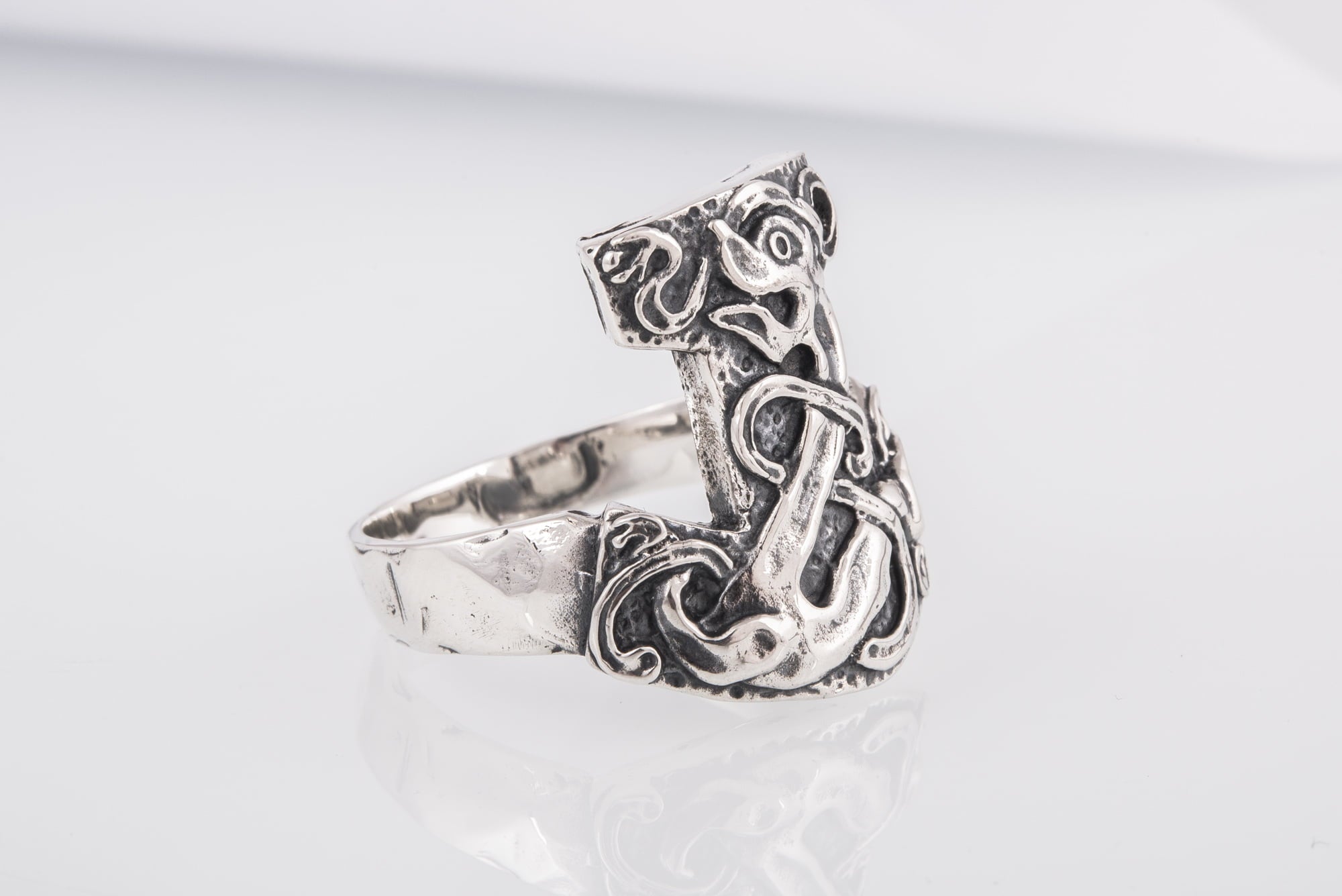 Thor's Mjolnir Sterling Silver Unique Viking Ring - vikingworkshop