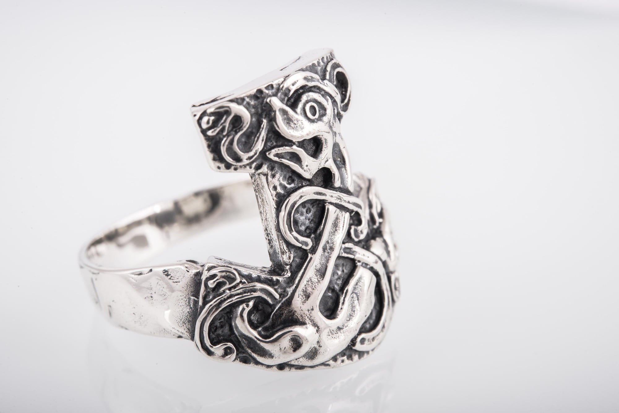 Thor's Mjolnir Sterling Silver Unique Viking Ring - vikingworkshop