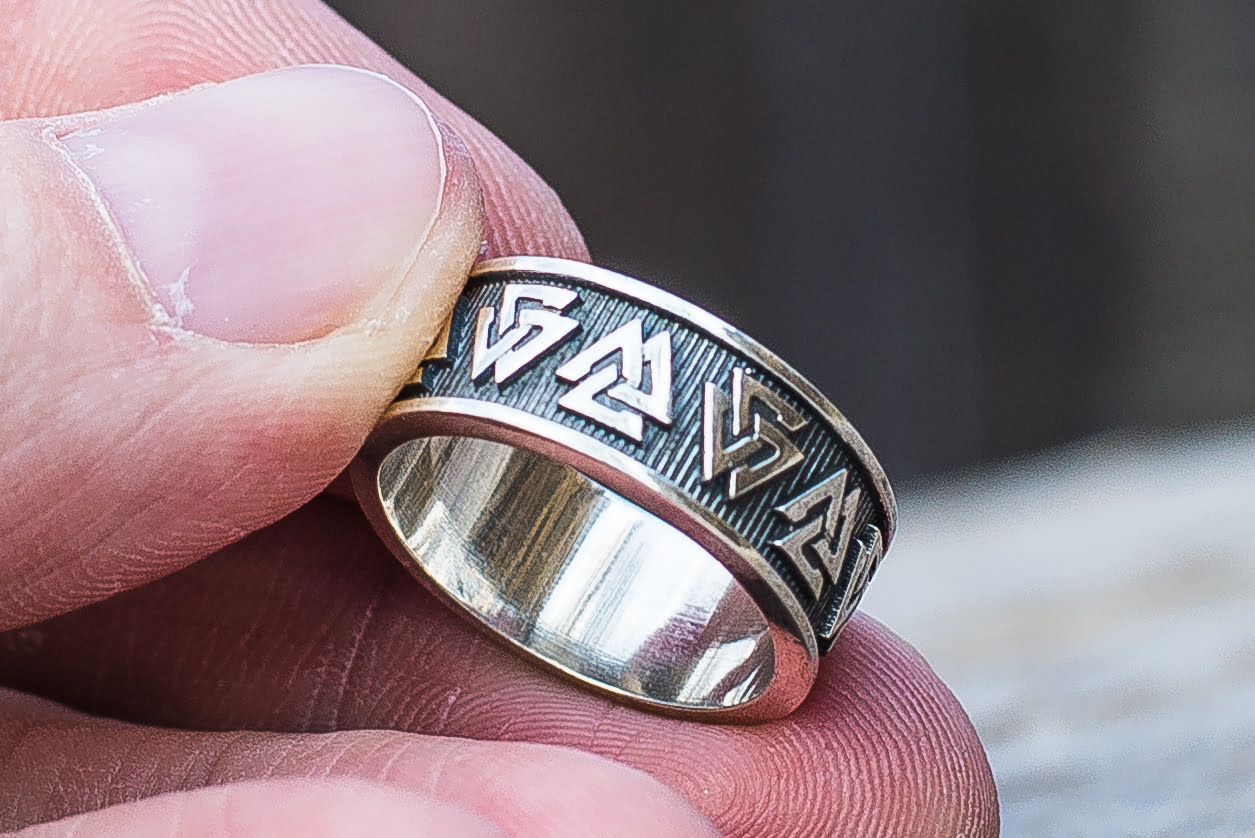 Valknut Symbol Ring Sterling Silver Viking Jewelry - vikingworkshop