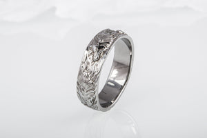 Wolf Ornament Ring Ruthenium Plated Sterling Silver Black Limited Edition Norse Ring - vikingworkshop