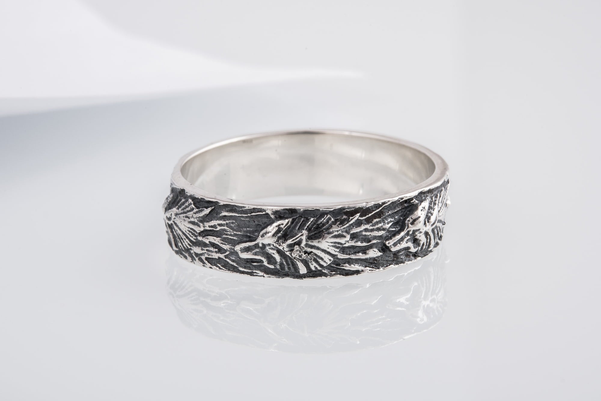 Wolf Ornament Ring Handmade Sterling Silver Norse Ring - vikingworkshop