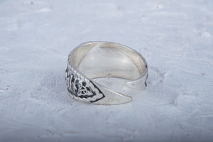 Helm of Awe Symbol with Hail Odin Sterling Silver Viking Ring - vikingworkshop