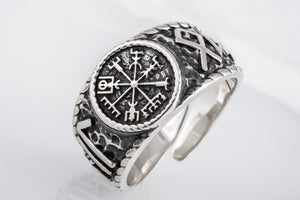 Vegvisir Symbol Hail Odin Runes Sterling Silver Norse Jewelry - vikingworkshop