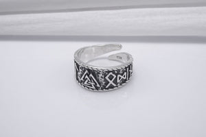 Sterling Silver Hail Odin Ring with Valknut Symbol, Handmade Viking Jewelry - vikingworkshop