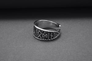 Sterling Silver Hail Odin Ring with Valknut Symbol, Handmade Viking Jewelry - vikingworkshop