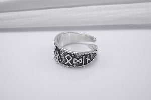 Sterling Silver Hail Odin Ring with Valknut Symbol, Handmade Viking Jewelry - vikingworkshop