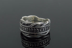 Unique Ring with Elder Futhark Runes Norse Jewelry - vikingworkshop