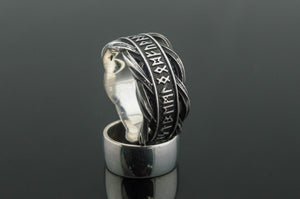 Unique Ring with Elder Futhark Runes Norse Jewelry - vikingworkshop
