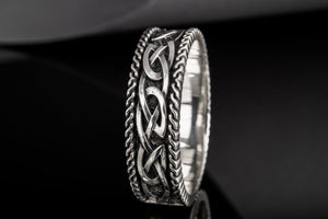 Unique Viking Ring with Norse Ornament Sterling Silver Handcrafted Jewelry - vikingworkshop