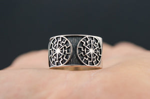 Black Sun Symbol Ring Sterling Silver Norse Jewelry - vikingworkshop