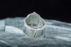 Viking Helmet with Ornament Sterling Silver Unique Ring - vikingworkshop