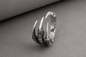 Raven Claw Sterling Silver Animal Ring - vikingworkshop