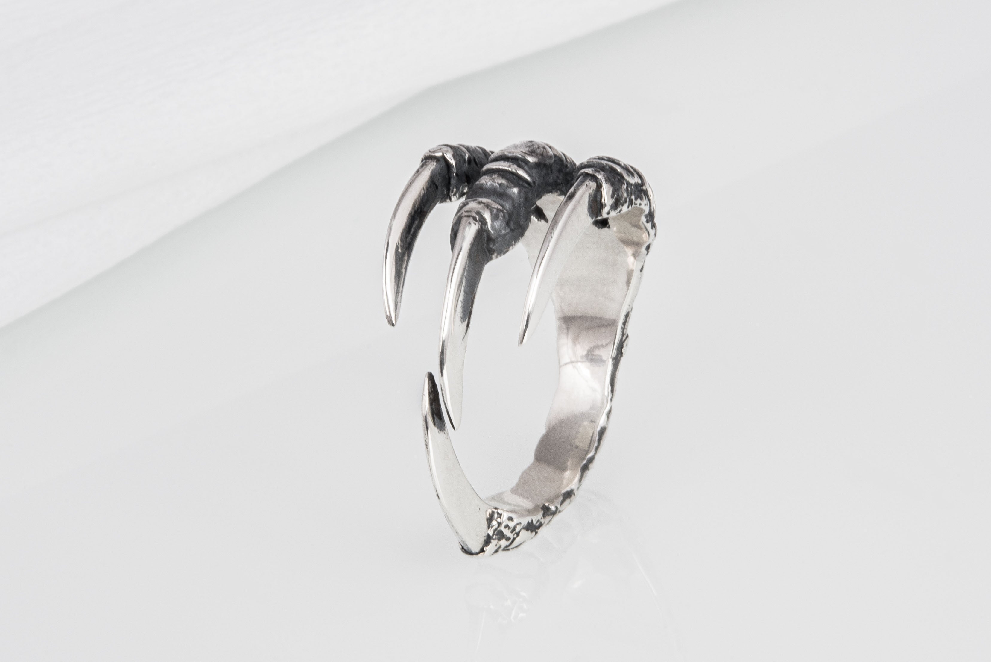 Raven Claw Sterling Silver Animal Ring - vikingworkshop