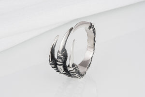 Raven Claw Sterling Silver Animal Ring - vikingworkshop