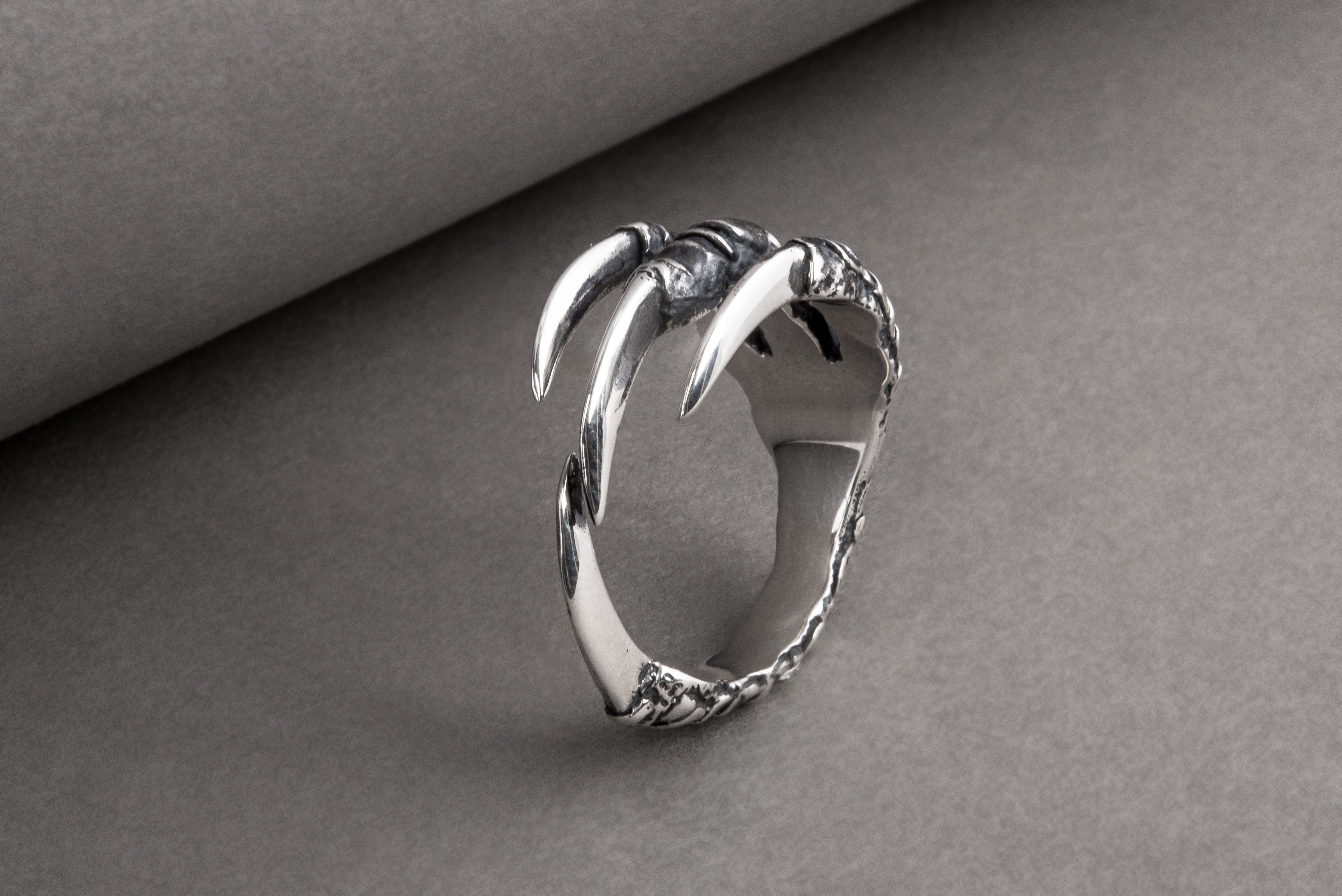 Raven Claw Sterling Silver Animal Ring - vikingworkshop