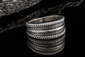 Viking Ring with Ornament Sterling Silver Pagan Ring - vikingworkshop