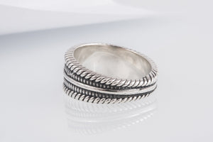 Viking Ring with Ornament Sterling Silver Pagan Ring - vikingworkshop